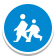 A blue circle showcasing two humans walking that symbolizes the Human Development and Family Studies Major on the map
